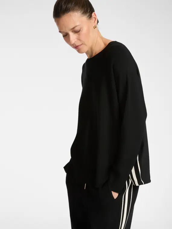 Maglia con bordi a righe Donna, Nero (42 IT)