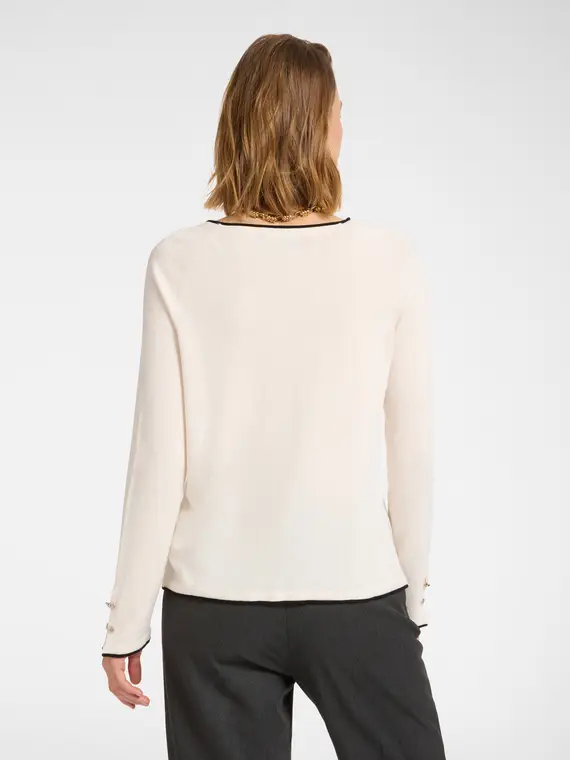 Maglia con bordo a contrasto Donna, Bianco (56 IT) miniatura 2