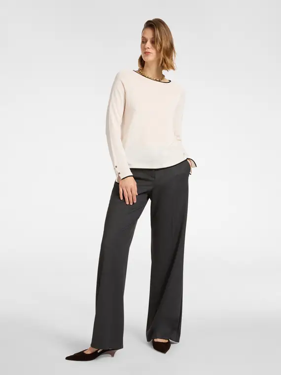 Maglia con bordo a contrasto Donna, Bianco (56 IT) miniatura 3