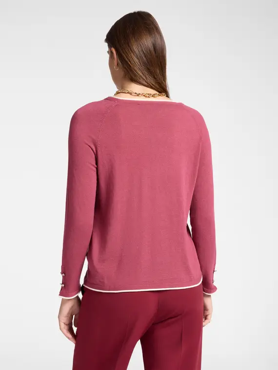 Maglia con bordo a contrasto Donna, Rosa (46-48 IT) miniatura 2