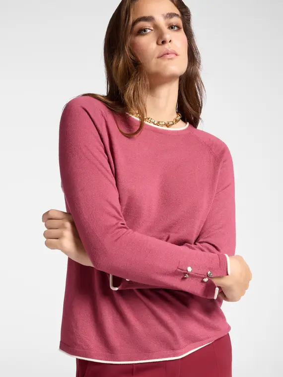 Maglia con bordo a contrasto Donna, Rosa (46-48 IT)