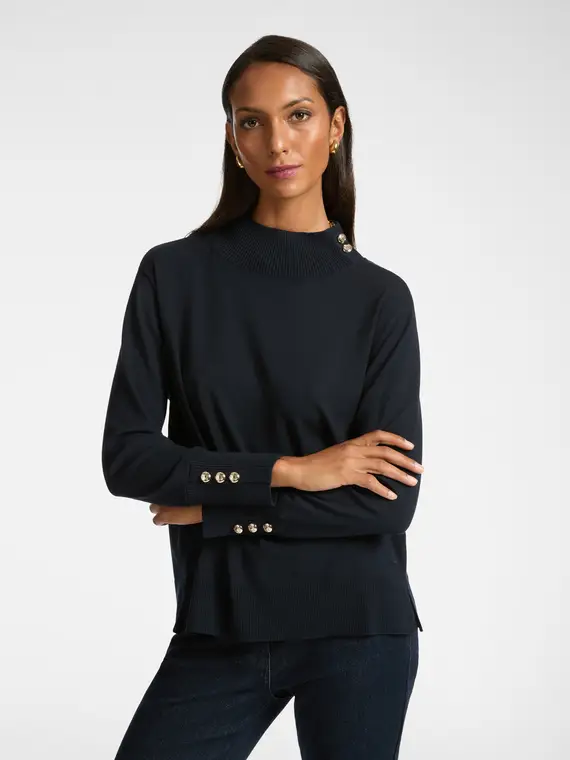 Maglia con bottoni Donna, Blu (52-54 IT)