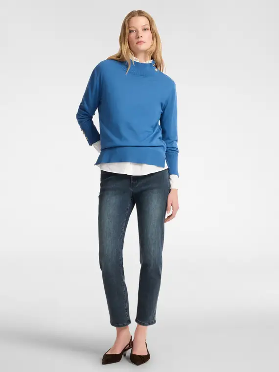 Maglia con bottoni Donna, Bluette (52-54 IT) miniatura 3