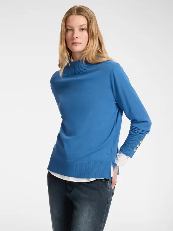 Maglia con bottoni Donna, Bluette (52-54 IT)