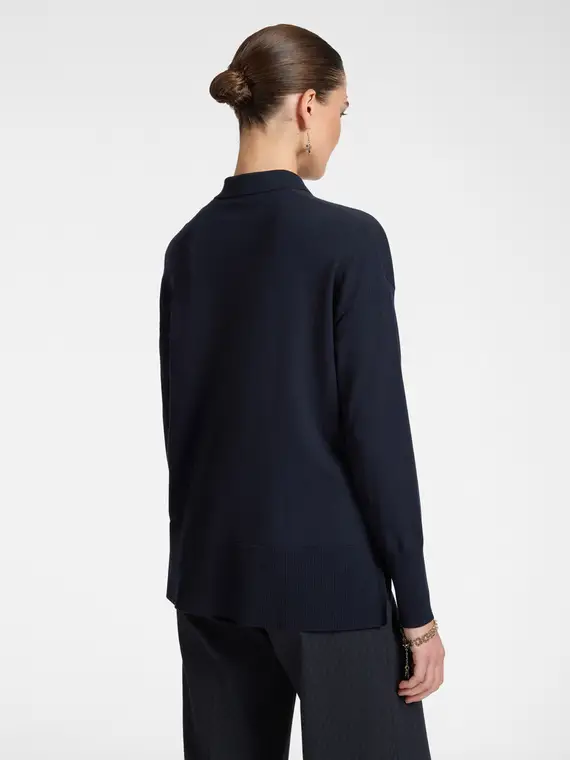 Maglia con colletto e bottoni Donna, Blu (50 IT) miniatura 2