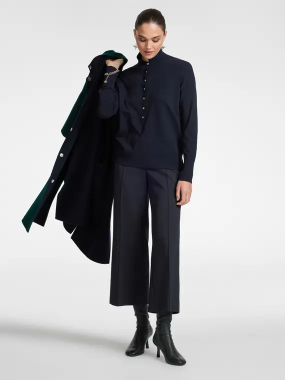 Maglia con colletto e bottoni Donna, Blu (50 IT) miniatura 3