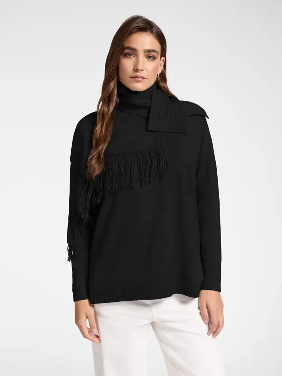 Maglia con frange e sciarpa staccabile Donna, (46-48 IT)