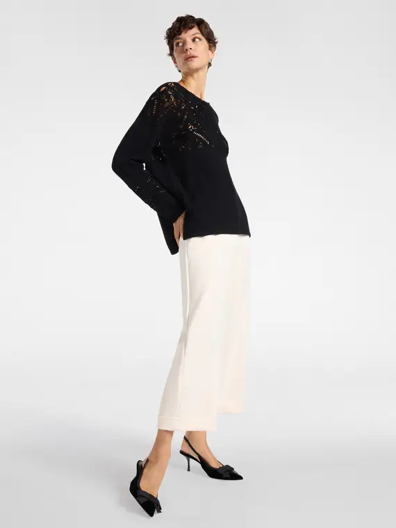 Maglia con inserti in punto pizzo Donna, Nero (44 IT) miniatura 3