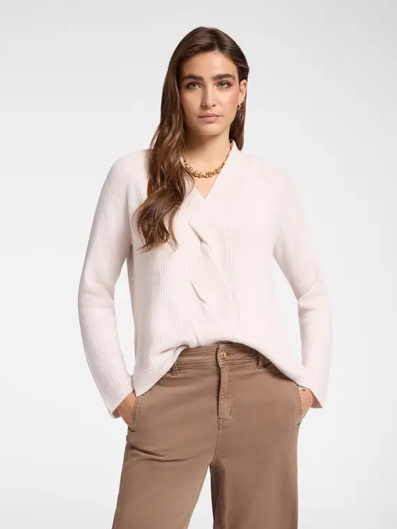 Maglia con maxi treccia Donna, Bianco (46-48 IT)