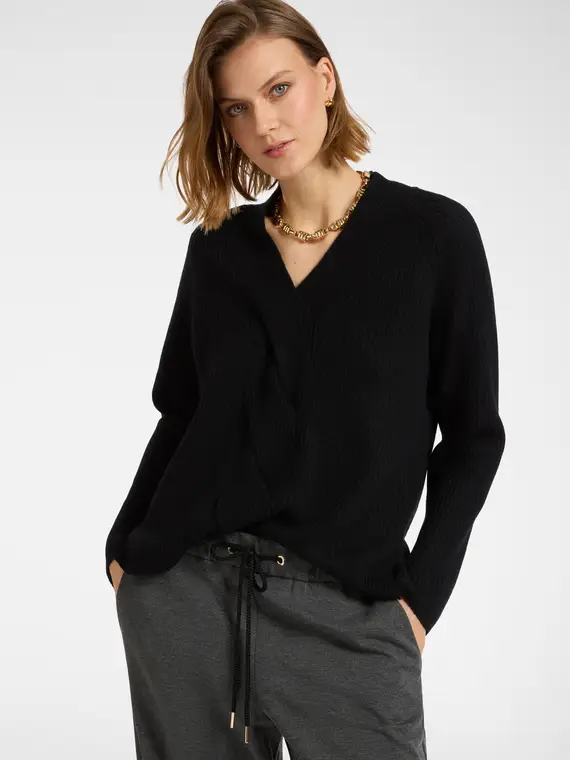 Maglia con maxi treccia Donna, Nero (42 IT)