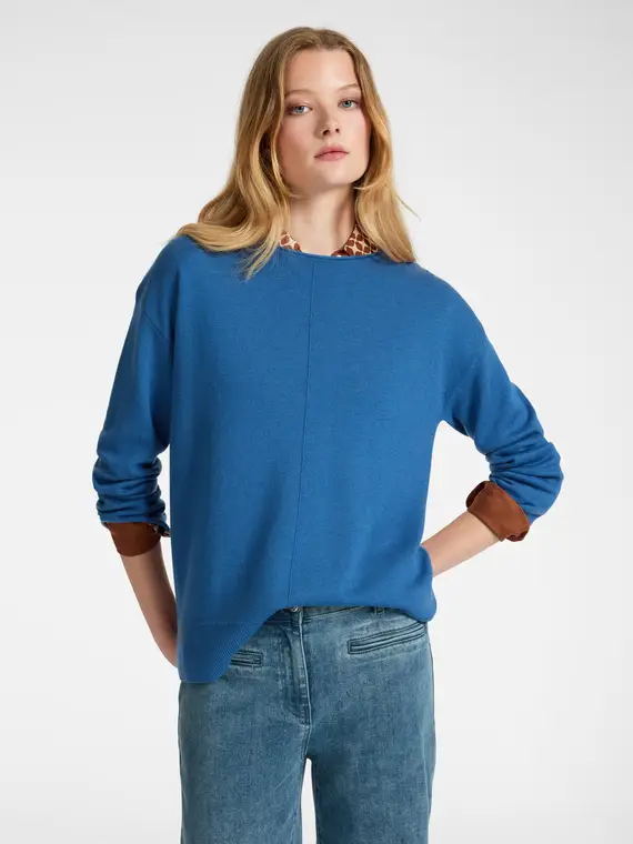 Maglia con scollo a barchetta Donna, Blu (42 IT)