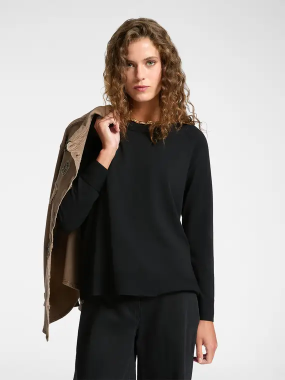 Maglia con scollo a barchetta Donna, Nero (42 IT)