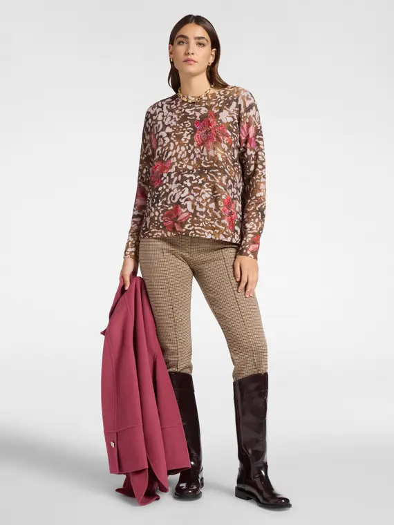 Maglia dalla stampa maculata Donna, Marrone (56 IT) miniatura 3