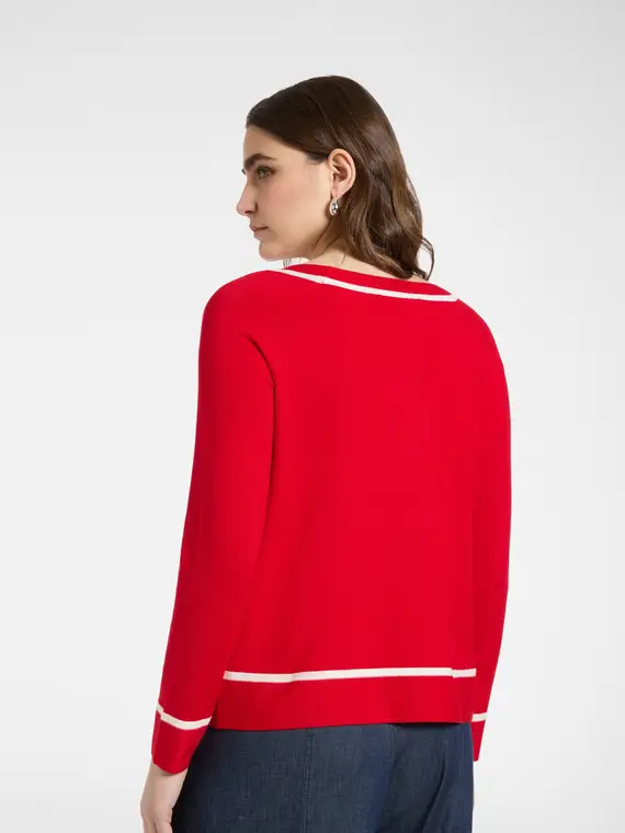 Maglia girocollo rigata Donna, Rosso (46-48 IT) miniatura 2