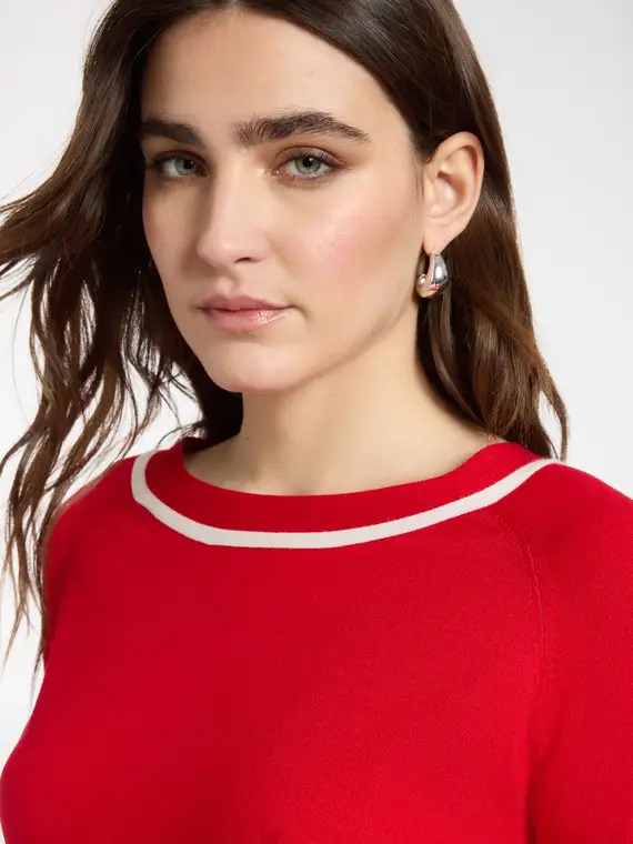 Maglia girocollo rigata Donna, Rosso (46-48 IT) miniatura 3
