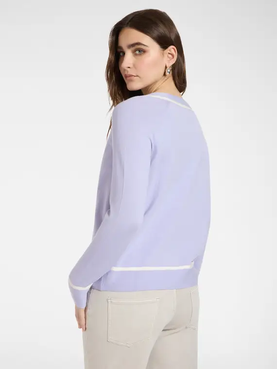Maglia girocollo rigata Donna, Viola (52-54 IT) miniatura 2