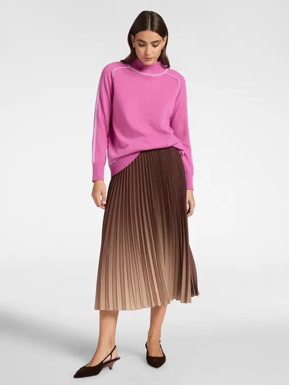 Maglia in lana con bordi a contrasto Donna, Fucsia (42 IT) miniatura 3