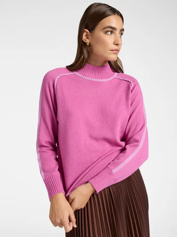 Maglia in lana con bordi a contrasto Donna, Fucsia (42 IT)
