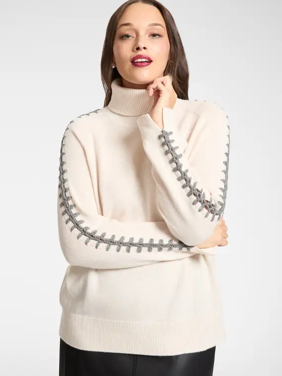 Maglia in lana ricamata a mano Donna, (56 IT)