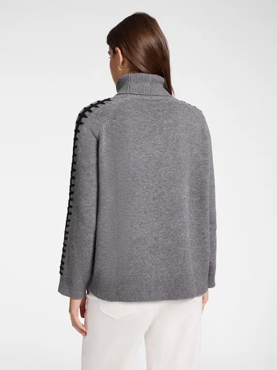 Maglia in lana ricamata a mano Donna, Grigio (44 IT) miniatura 2