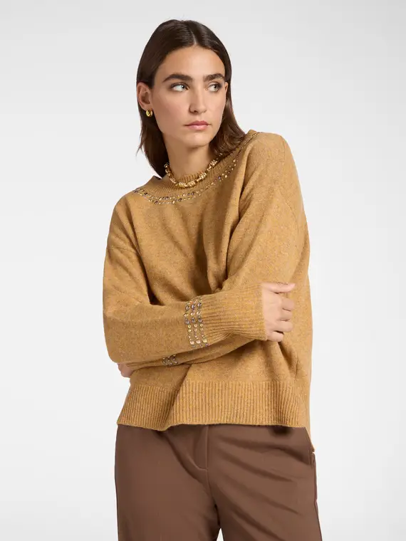 Maglia in pura lana con borchie Donna, (42 IT)