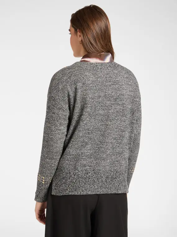 Maglia in pura lana con borchie Donna, Grigio (42 IT) miniatura 2