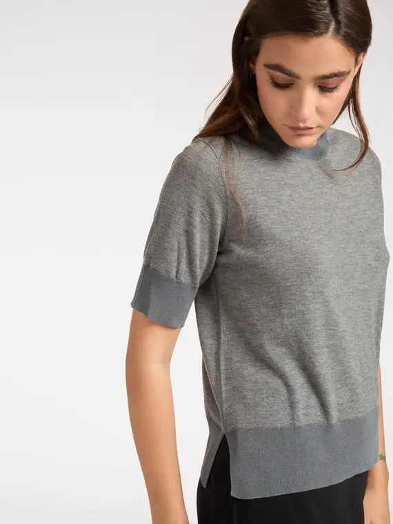Maglia maniche corte in lana Donna, Grigio (42 IT) miniatura 3