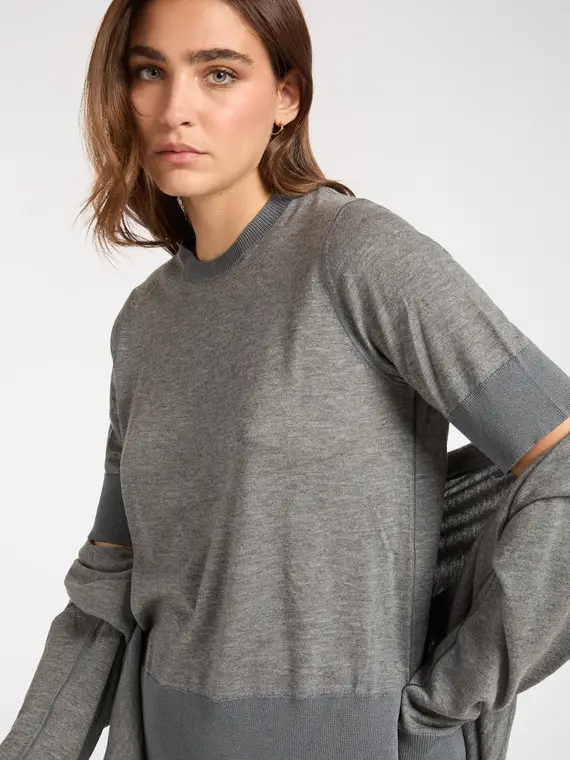 Maglia maniche corte in lana Donna, Grigio (42 IT)