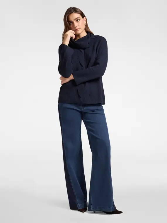 Maglia misto cashmere con treccia Donna, Blu (42 IT) miniatura 3