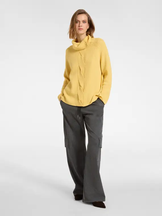 Maglia misto cashmere con treccia Donna, Giallo (42 IT) miniatura 3