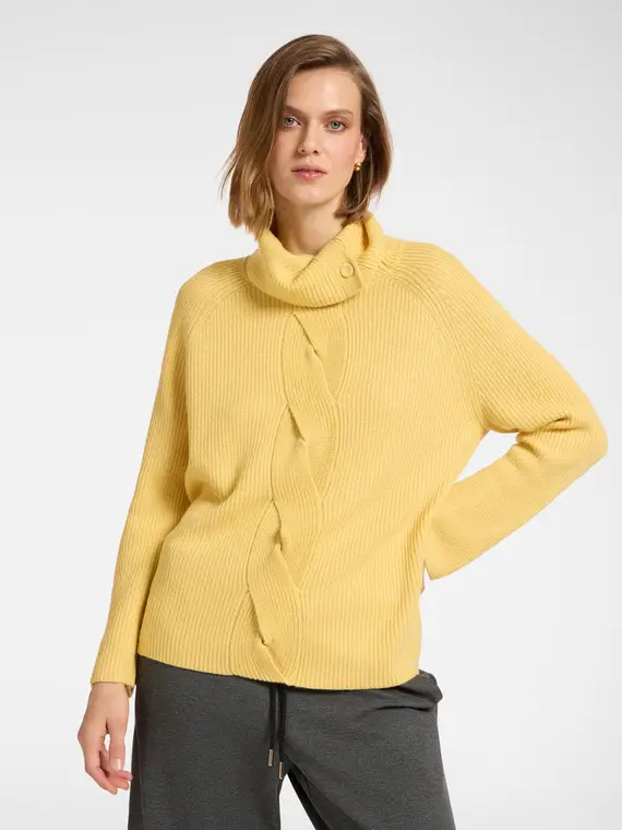 Maglia misto cashmere con treccia Donna, Giallo (42 IT)