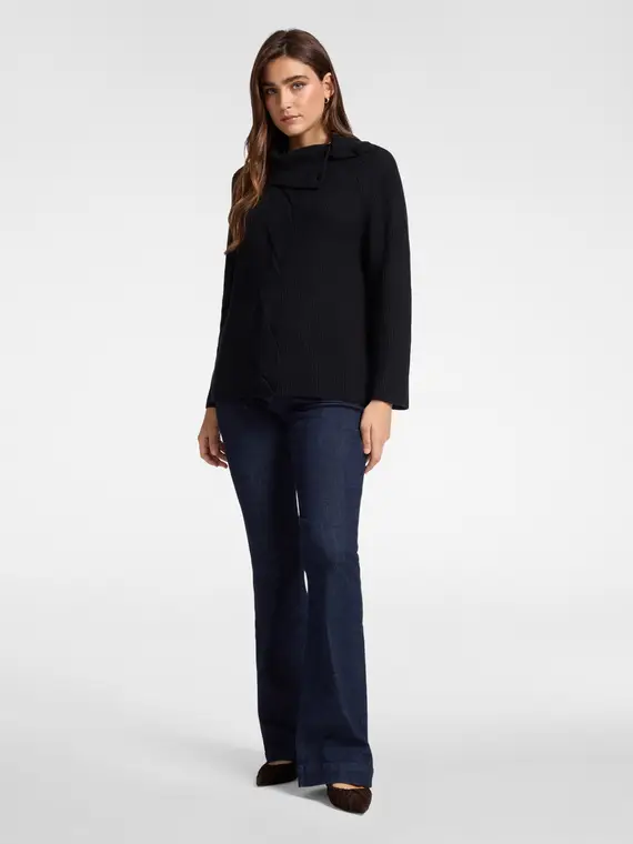 Maglia misto cashmere con treccia Donna, Nero (44 IT) miniatura 3