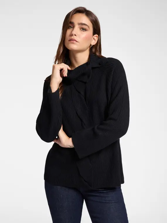 Maglia misto cashmere con treccia Donna, Nero (44 IT)