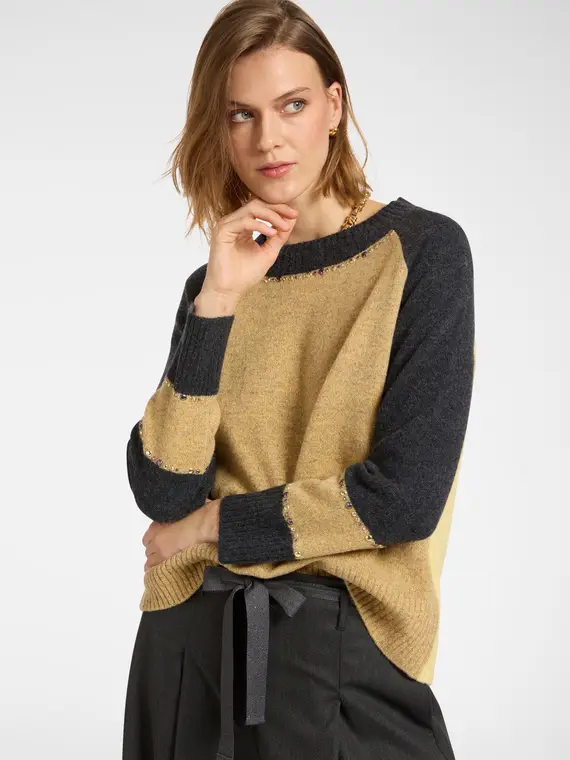 Maglia mouliné con borchie Donna, (46-48 IT)