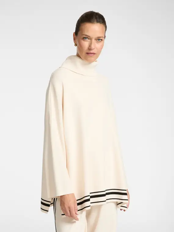 Maglia over con bordo a righe Donna, Bianco