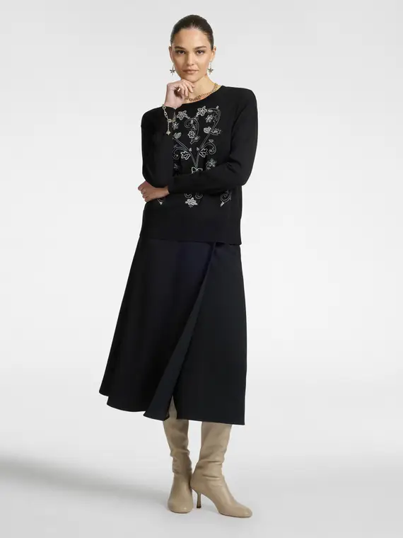 Maglia ricamata Donna, Nero (42 IT) miniatura 3