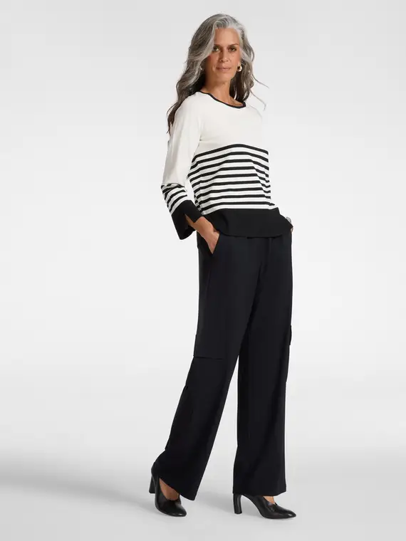 Maglia rigata girocollo Donna, Bianco (58 IT) miniatura 3