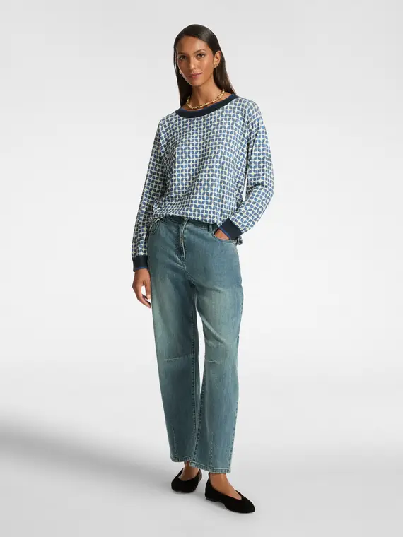 Maglia stampata Donna, Blu (42 IT) miniatura 3