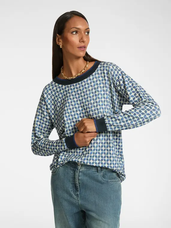 Maglia stampata Donna, Blu (42 IT)