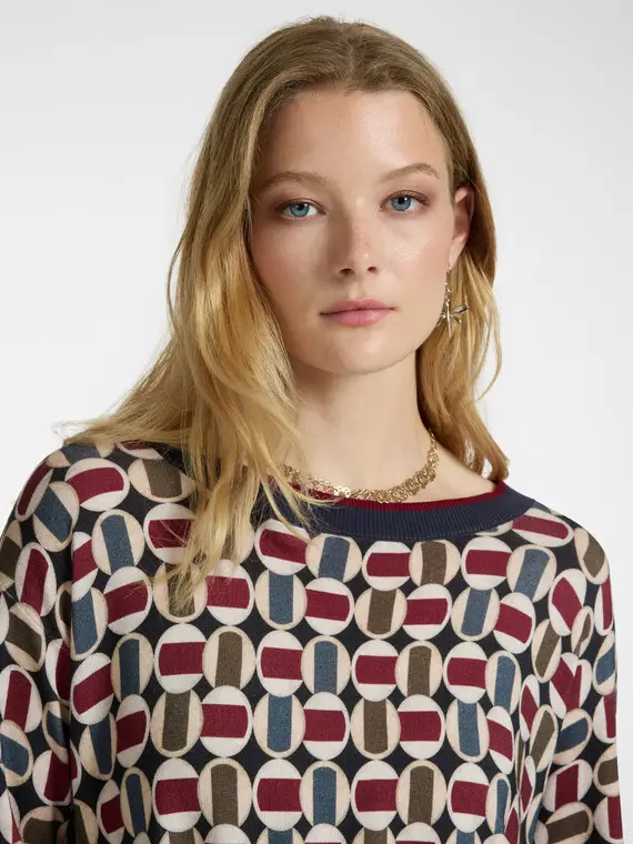 Maglia stampata Donna, Bordeaux (42 IT) miniatura 3