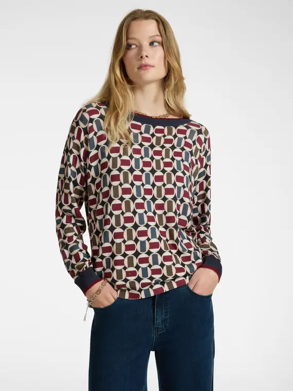 Maglia stampata Donna, Bordeaux (42 IT)