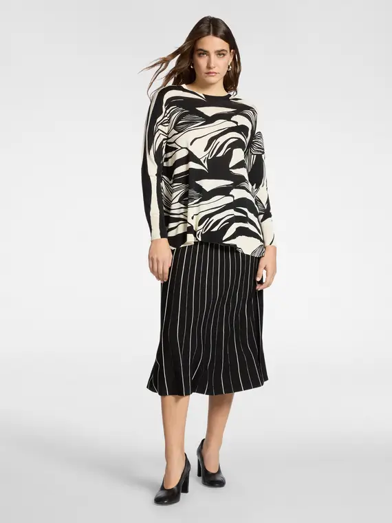 Maglia stampata in misto viscosa Donna, Nero (56 IT) miniatura 3