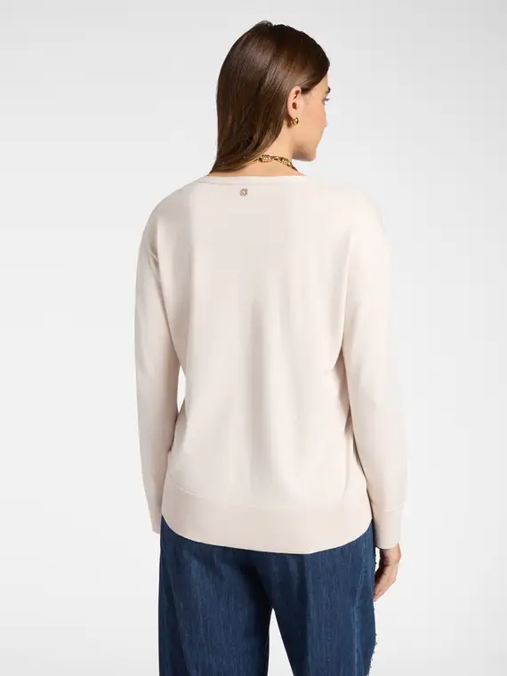 Maglia V neck Donna, Bianco (44 IT) miniatura 2