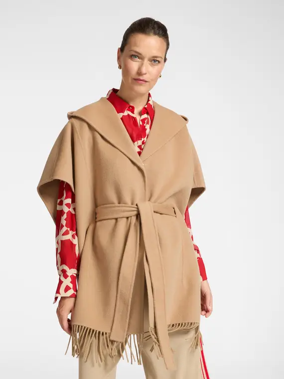 Mantella con frange Donna, Beige