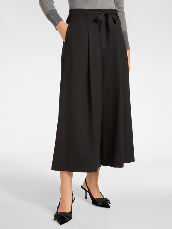 Pantaloni ampi con cintura Donna, Nero miniatura 3