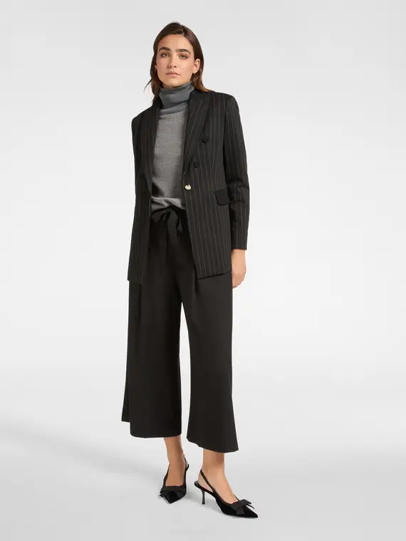 Pantaloni ampi con cintura Donna, Nero