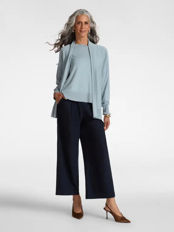 Pantaloni ampi con pieghe Donna, Blu (58 IT)