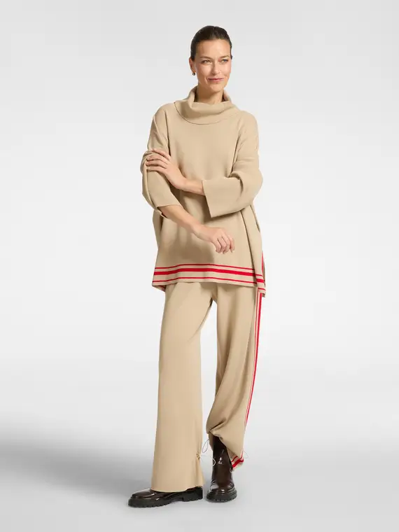 Pantaloni ampi in maglia Donna, Beige (50 IT)