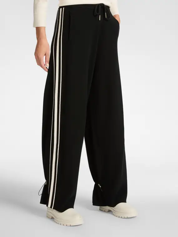 Pantaloni ampi in maglia Donna, Nero (50 IT) miniatura 3