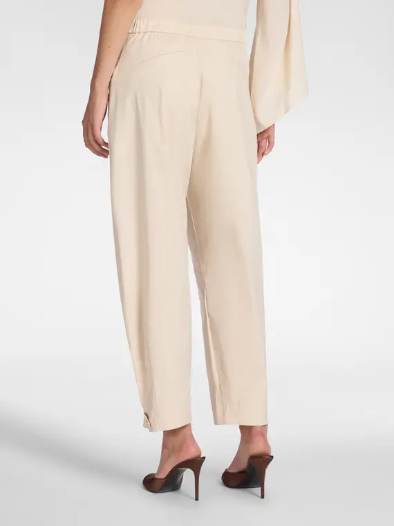 Pantaloni barrel con cinturini al fondo Donna, Beige miniatura 2